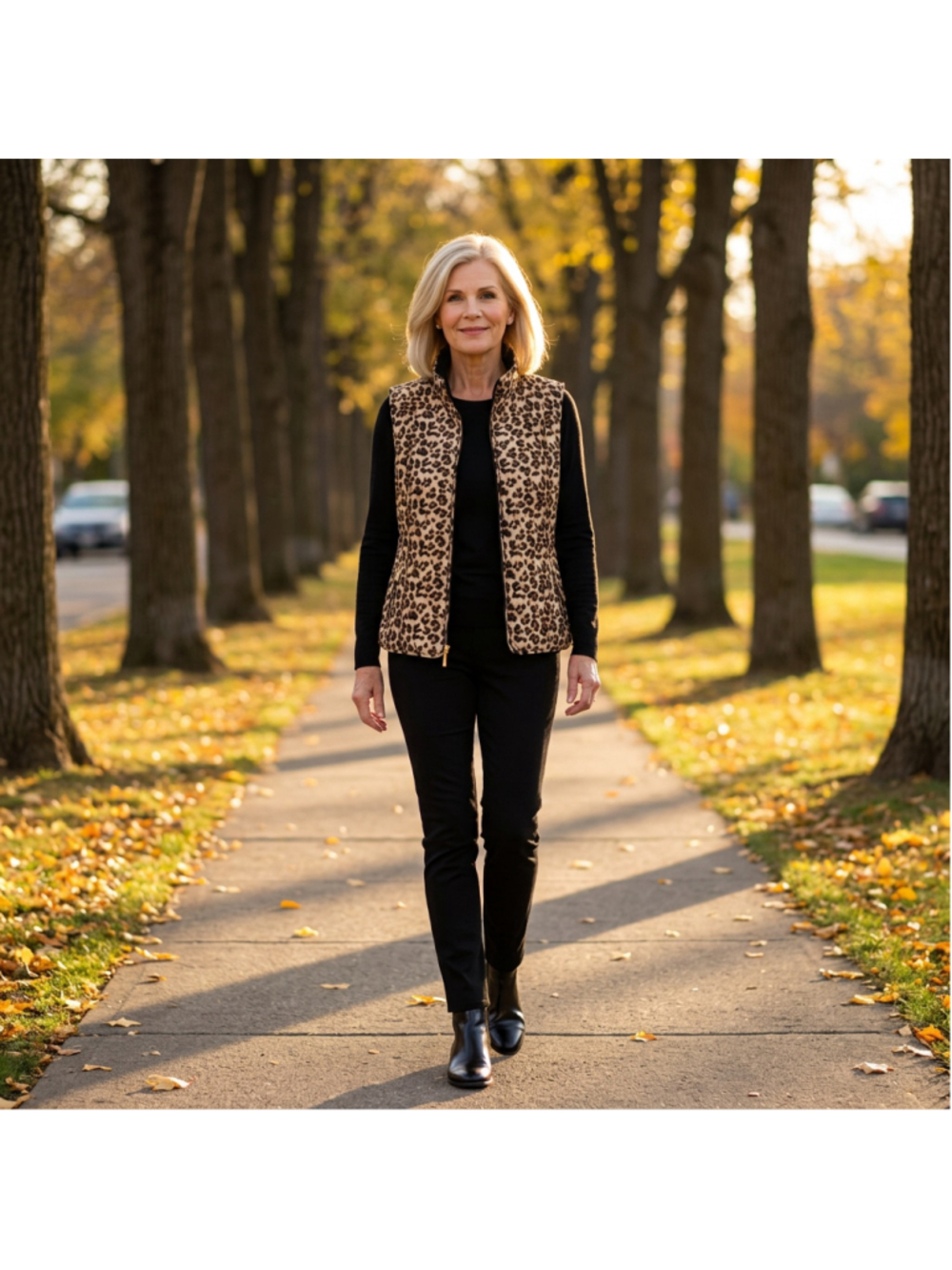 Tradition Quilted Leopard Print Vest, Size 10P, Leopard print